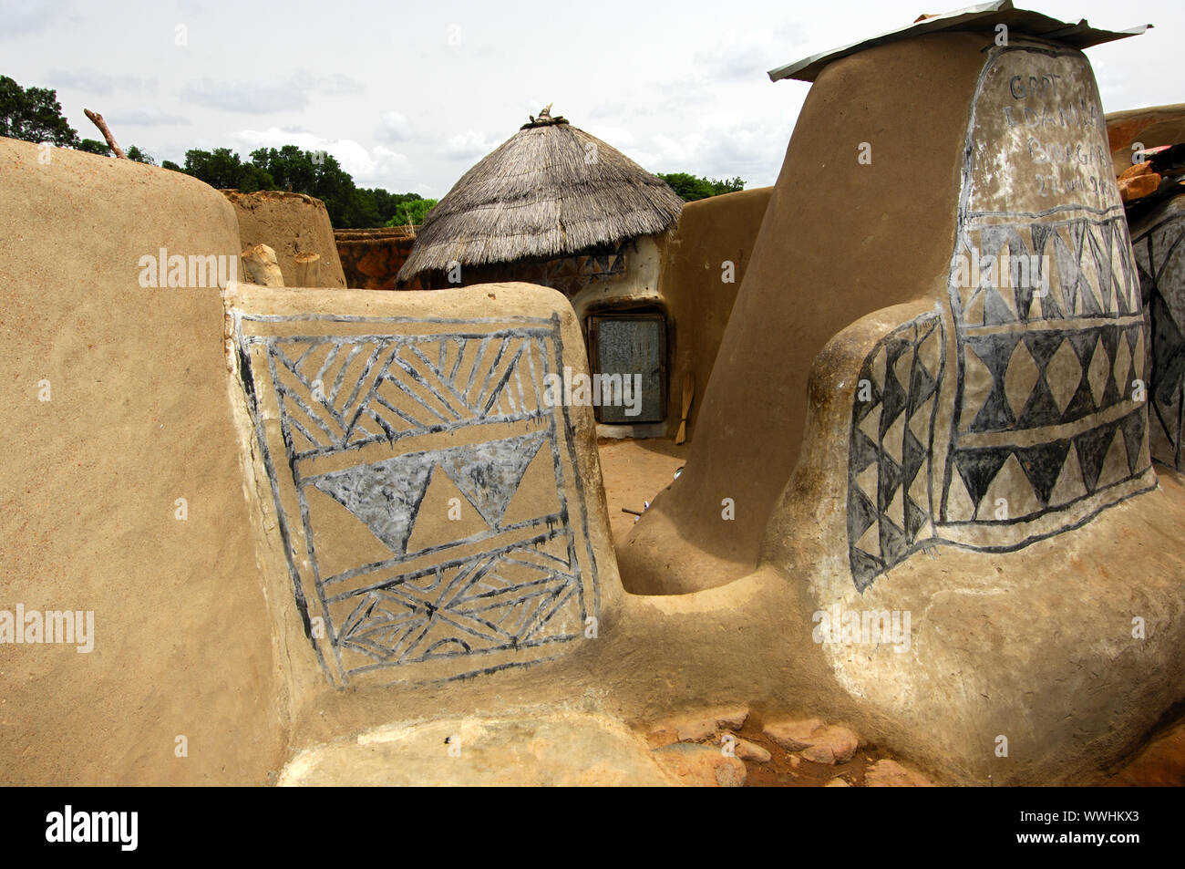 Befestigte häuser inTiebele, Burkina Faso Stockfoto