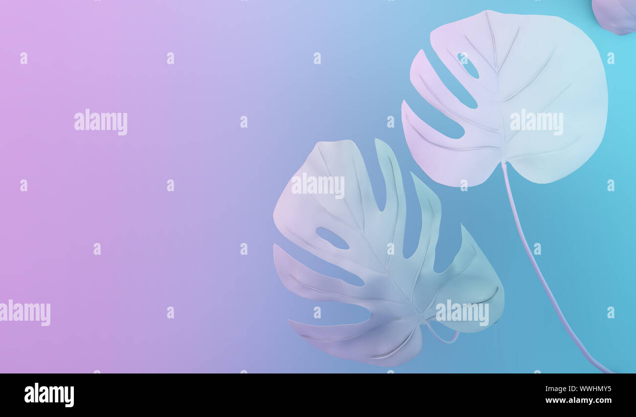 Minimale treibt auf blaue und violette Hintergrund 3D-Rendering Stockfoto