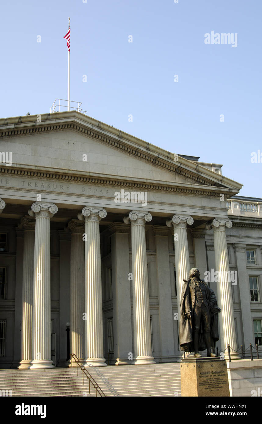 SStatue Albert Gallatin Ministerium der Finanzen, USA Stockfoto