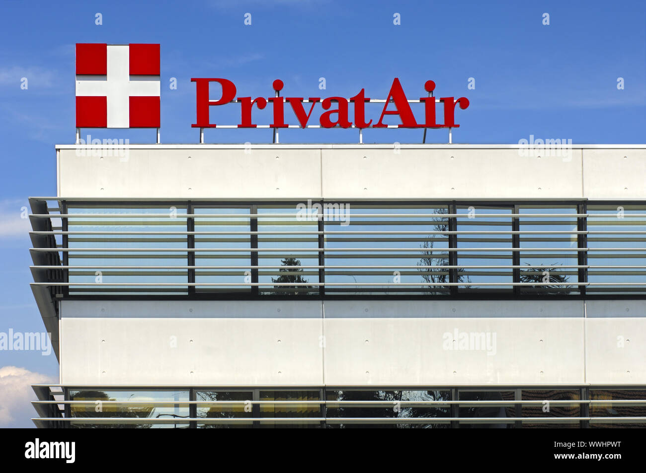 Sitz der Fluggesellschaft PrivatAir, Genf, Schweiz Stockfoto