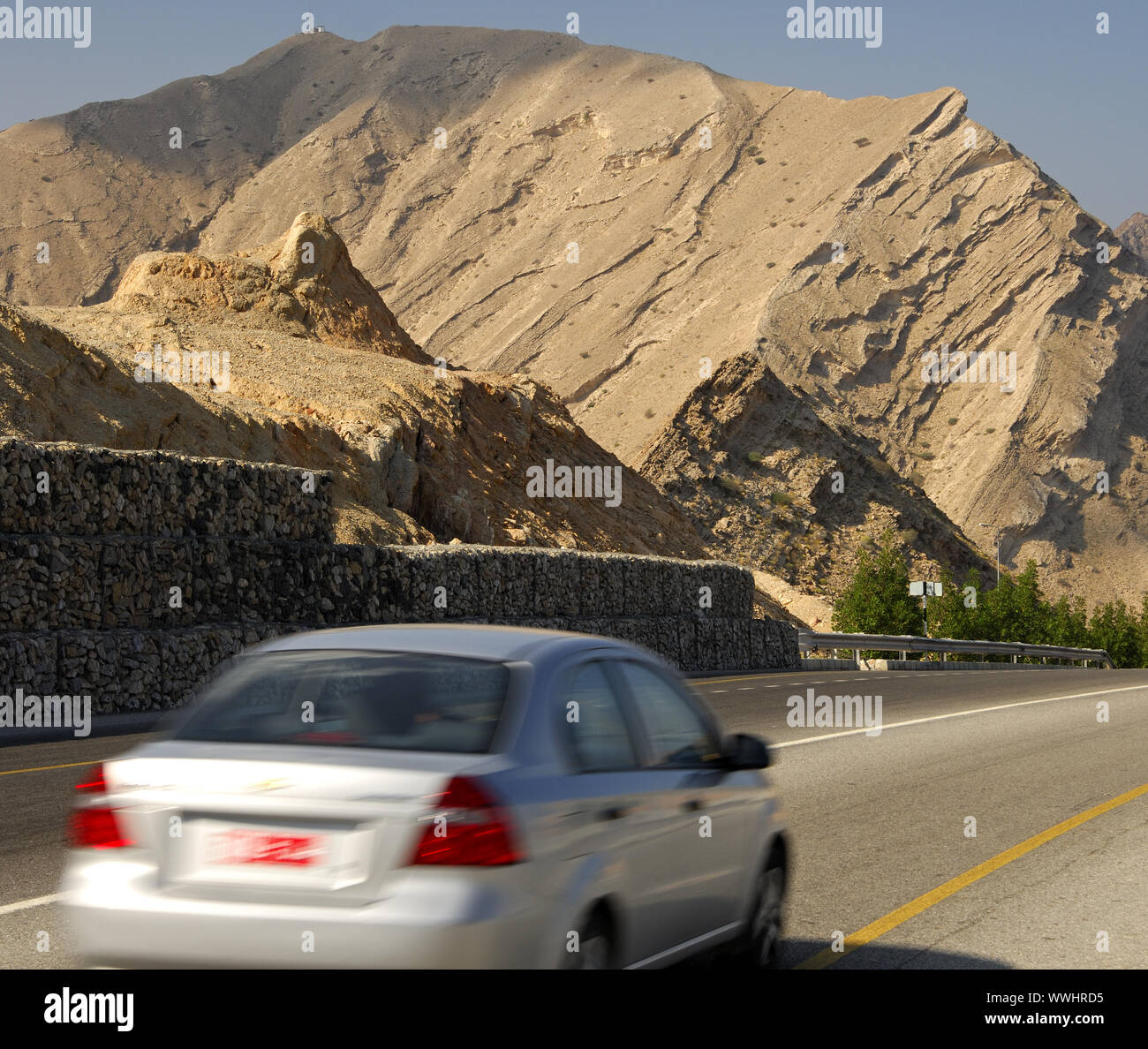 Straße durch das Al Jissah Bergmassiv, Oman Stockfoto