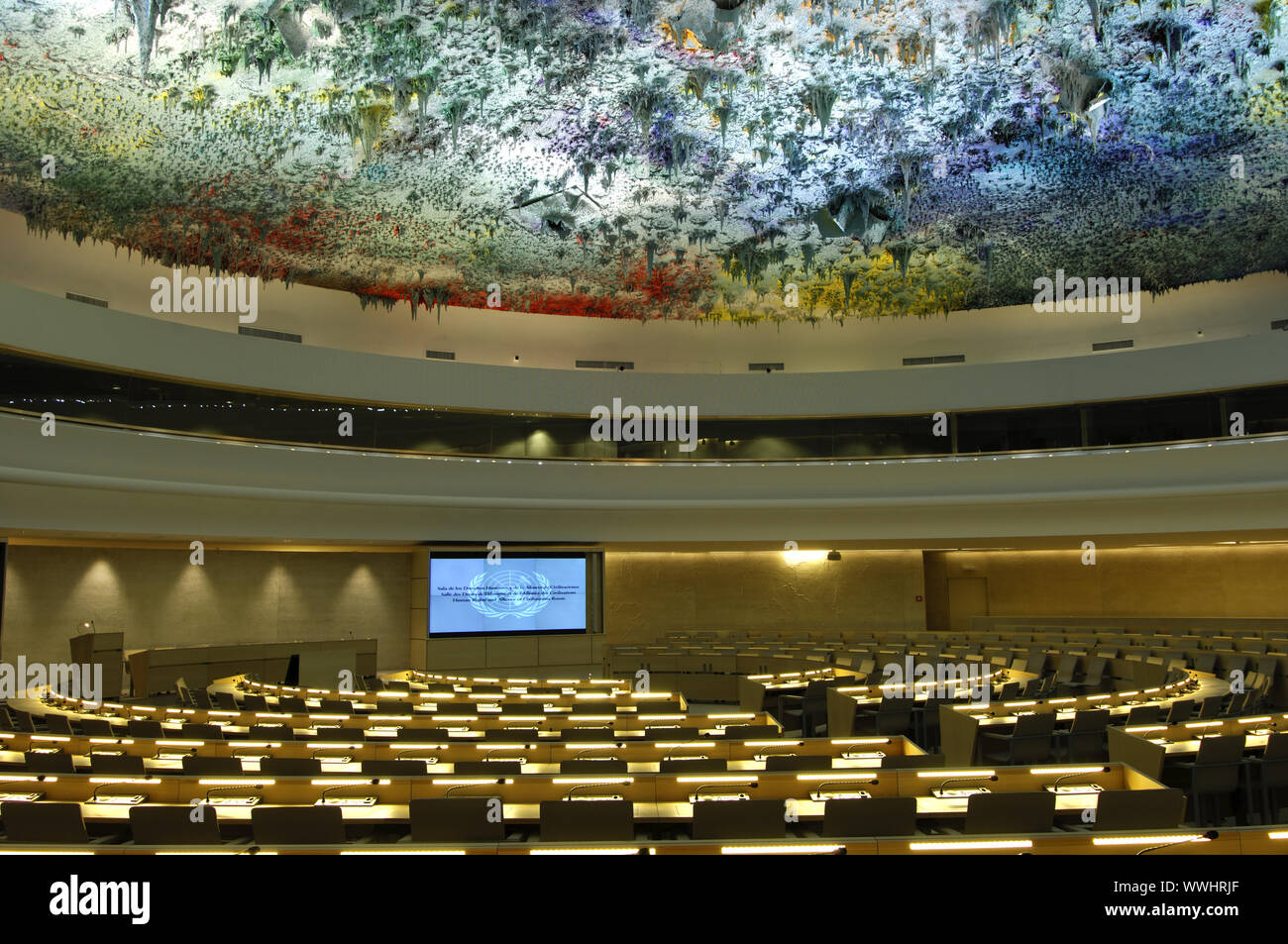 Barcelo gewölbte Decke, Palais des Nations, Genf Stockfoto