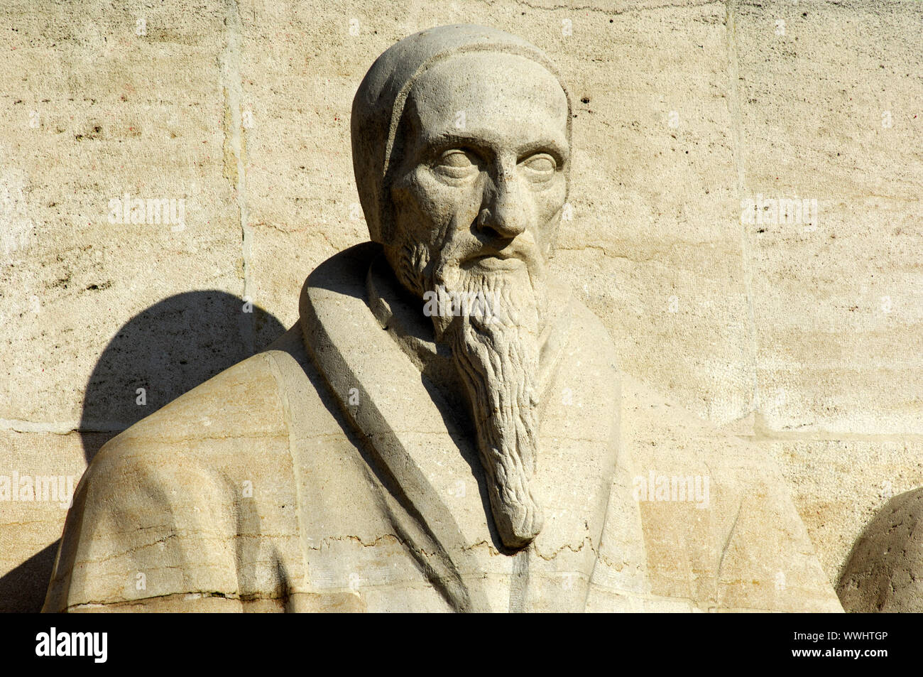 Calvin Portrait, Reformation Wand, Genf, Schweiz Stockfoto