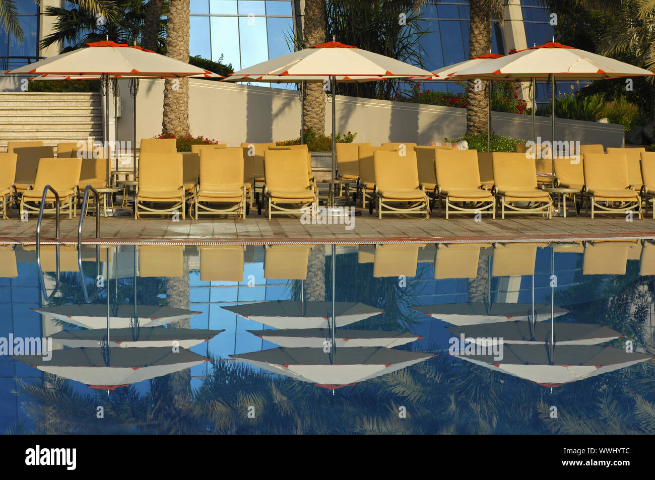 Am Pool des Hotel Meridien, Fujairah Stockfoto