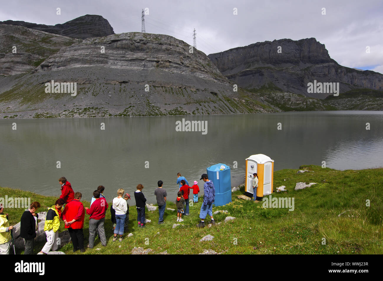 Hygiene in den Alpen Stockfoto