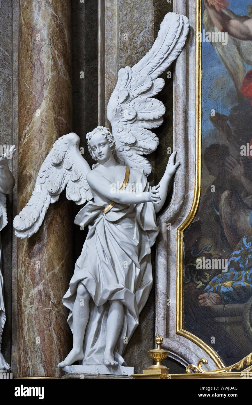 Engel Statue, die in der Basilika auf dem Sonntagsberg, Region Mostviertel, Niederösterreich, Österreich, Europa Stockfoto