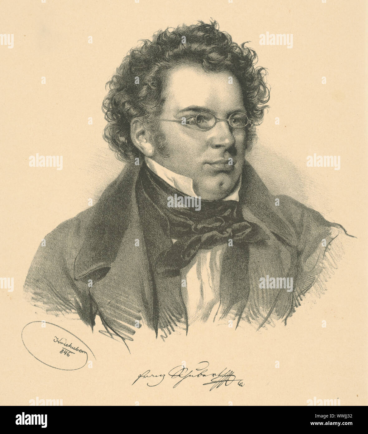 Porträt von Franz Schubert (1797-1828), 1846. Private Sammlung. Stockfoto