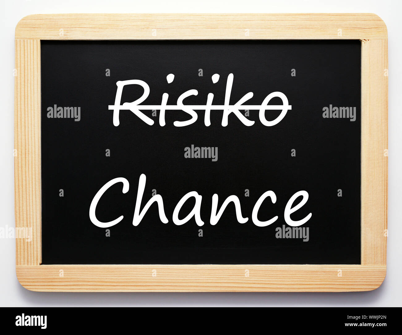Risiko/Chance - Kreidetafel Stockfoto