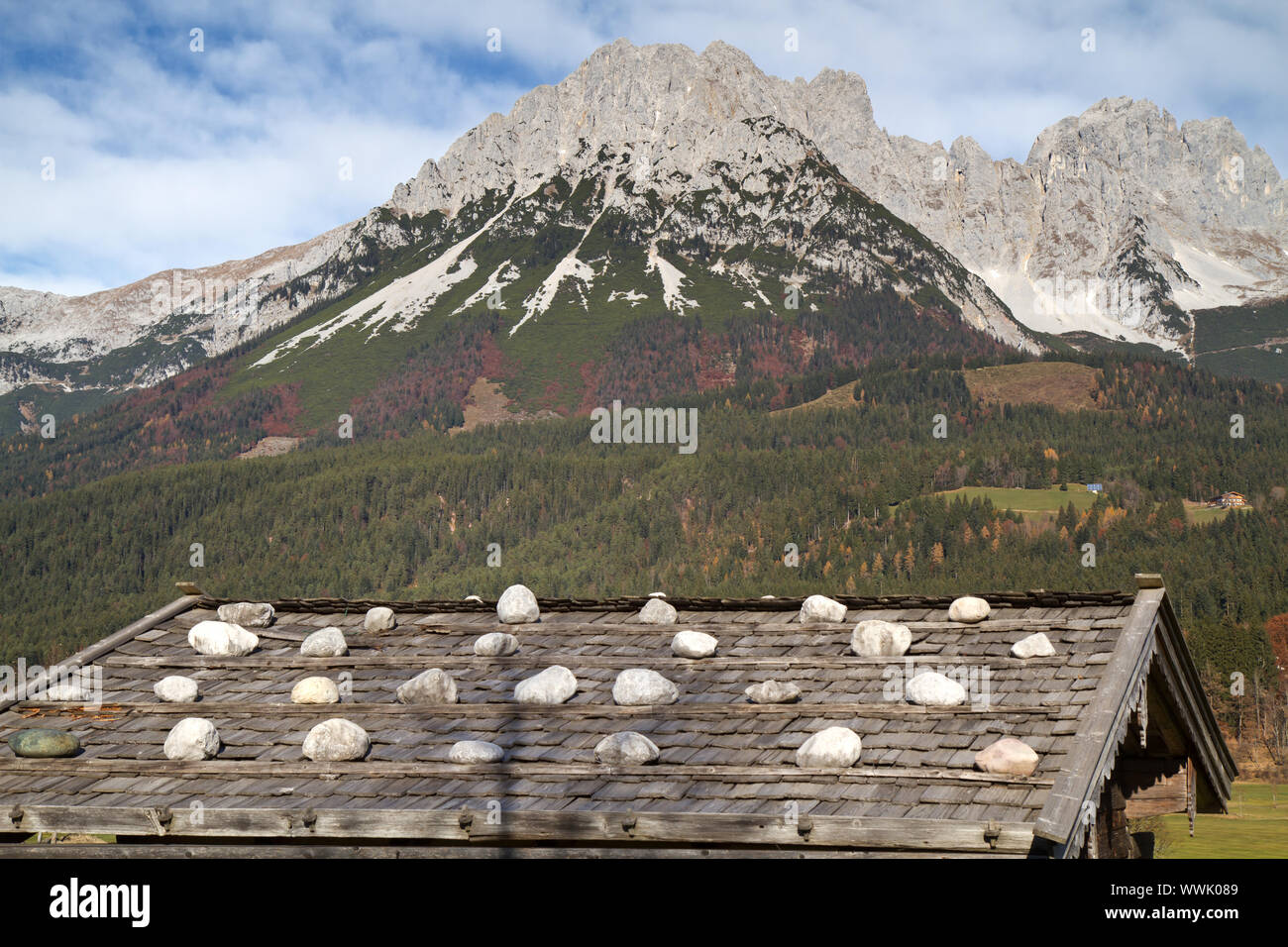 Zahmer Kaiser im Herbst, Tirol Stockfoto