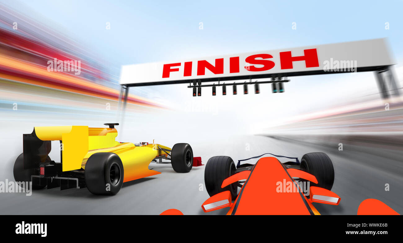 Formel 1 Autos Fahrt mit hoher Geschwindigkeit schoß - Bewegungsunschärfe Stockfoto