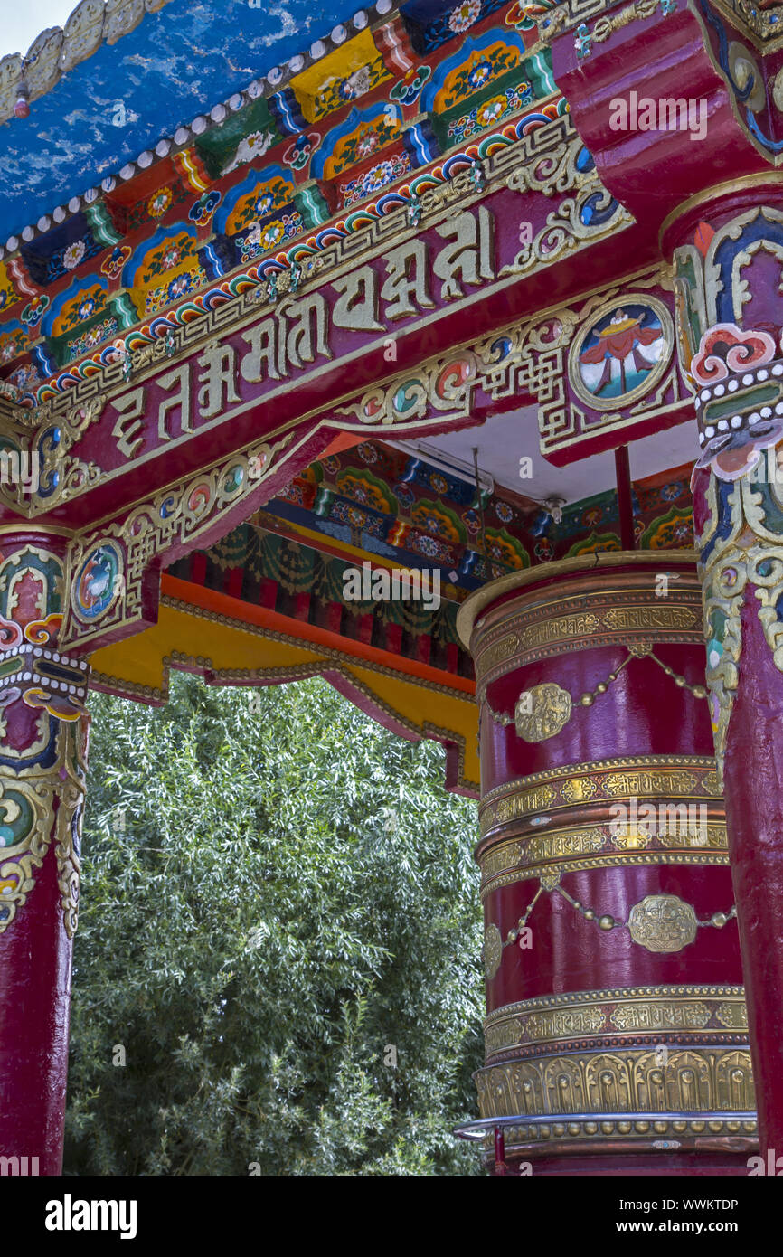 Buddhistisches Gebet Mühle im Norden von Indien, Ladakh Stockfoto