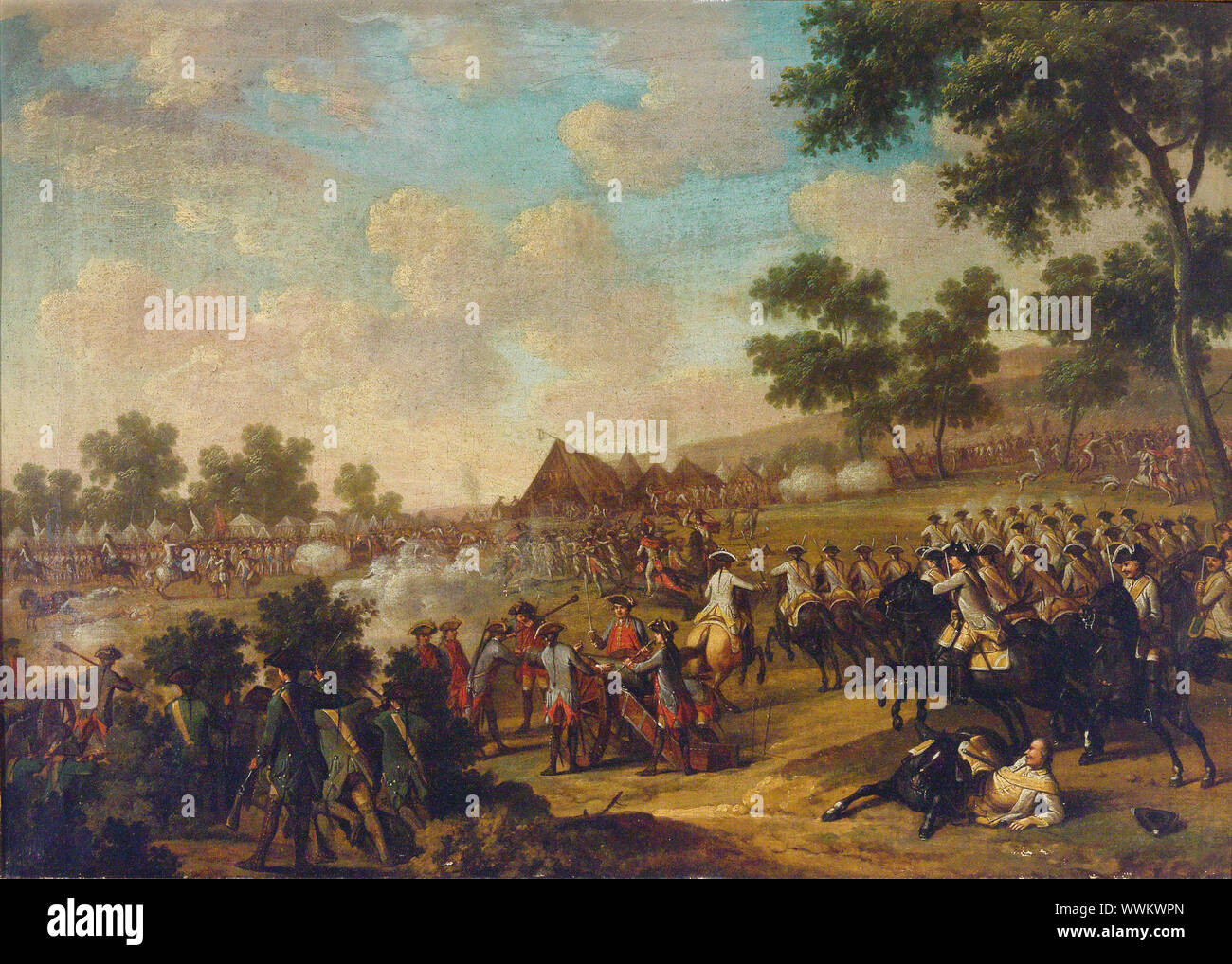 Kampf Szene aus dem Siebenjährigen Krieg, die zweite Hälfte des 18. Cen.. Private Sammlung. Stockfoto Kampf Szene aus dem Siebenjährigen Krieg, die zweite Hälfte des 18. Cen.. Private Sammlung. Stockfoto