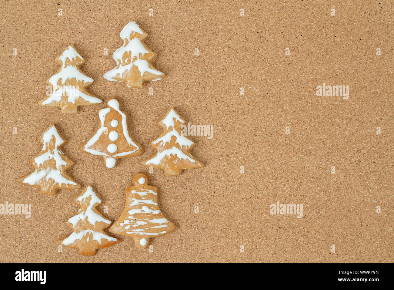 Corcboard mit hausgemachter Lebkuchen Stockfoto