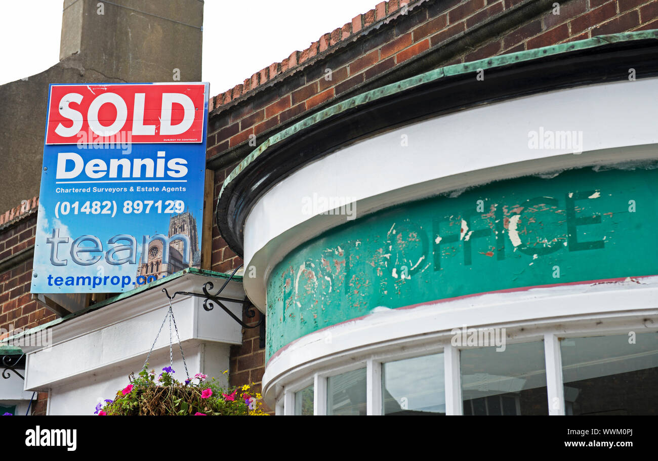 Post, geschlossen und verkauft, Hedon, East Yorkshire, England, Großbritannien Stockfoto