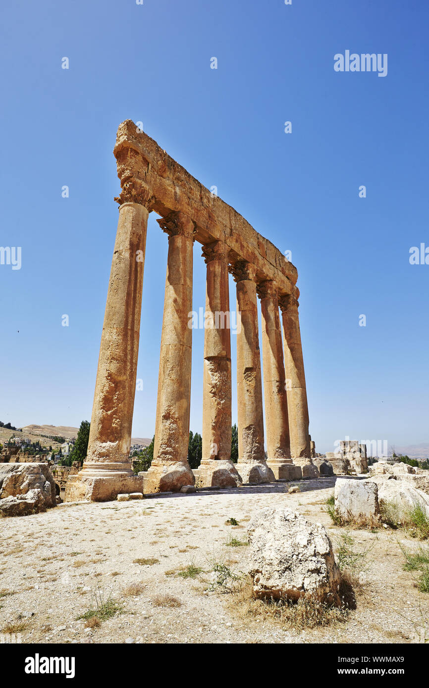 Jupiter Spalten (Tempel des Jupiter) - Baalbek, Libanon Stockfoto