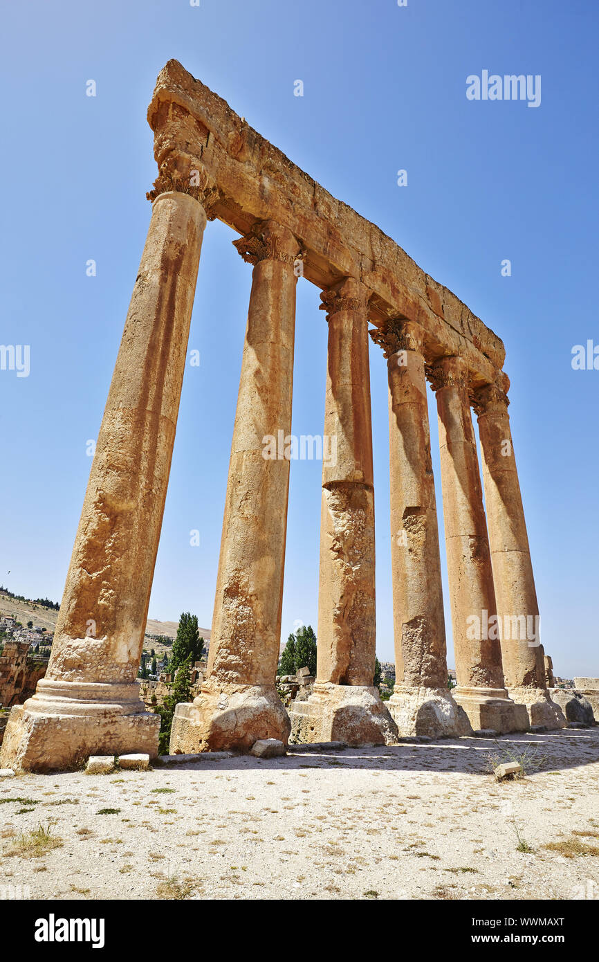 Jupiter Spalten (Tempel des Jupiter) - Baalbek, Libanon Stockfoto