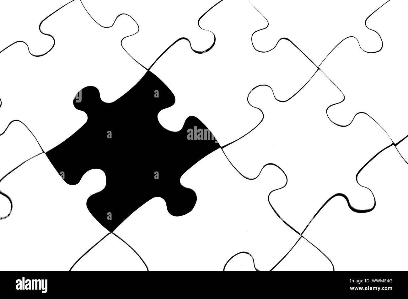 Leer und weiß Puzzle mit fehlenden Stück Stockfoto