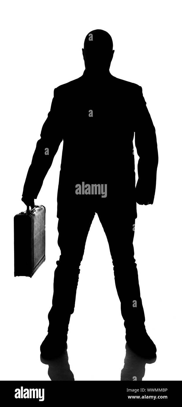 Silhouette der Geschäftsmann auf weißem Hintergrund Stockfoto