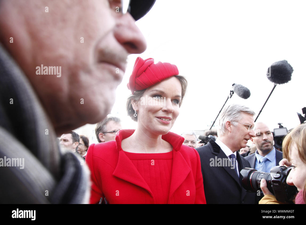König Philippe und Königin Mathilde von Belgien am Brandenburger Tor in Berlin. Stockfoto