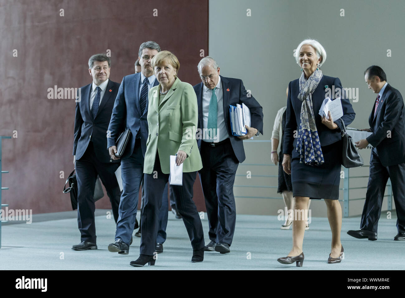 Merkel trifft OECD, IWF, Weltbank, WTO und ILO inBerlin Stockfoto