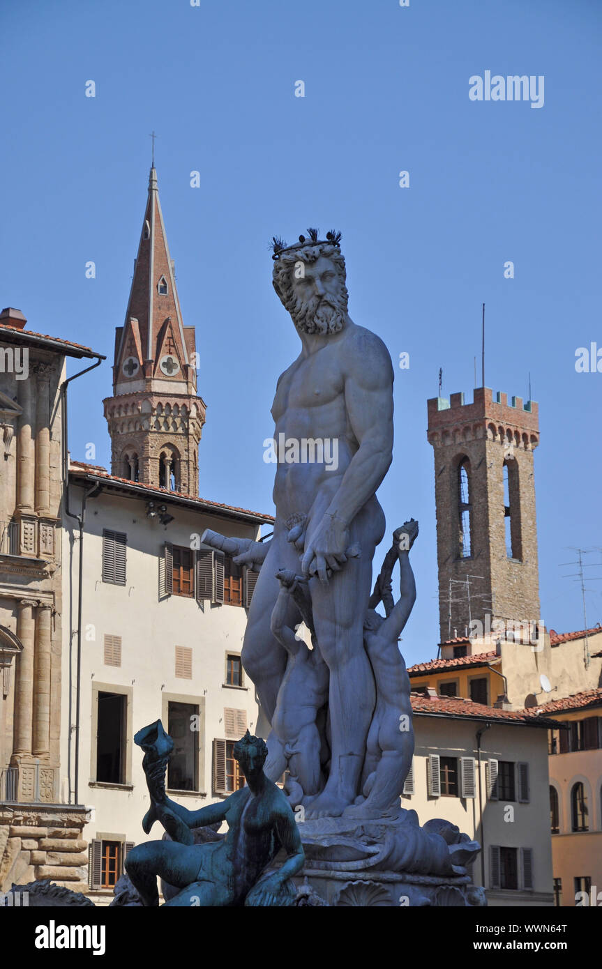 Neptun-Brunnen in Florenz Stockfoto