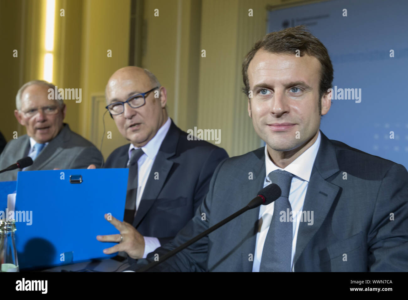 Minister für Wirtschaft und Finanzen aus Deutschland und Frankreich treffen sich in Berlin. Stockfoto