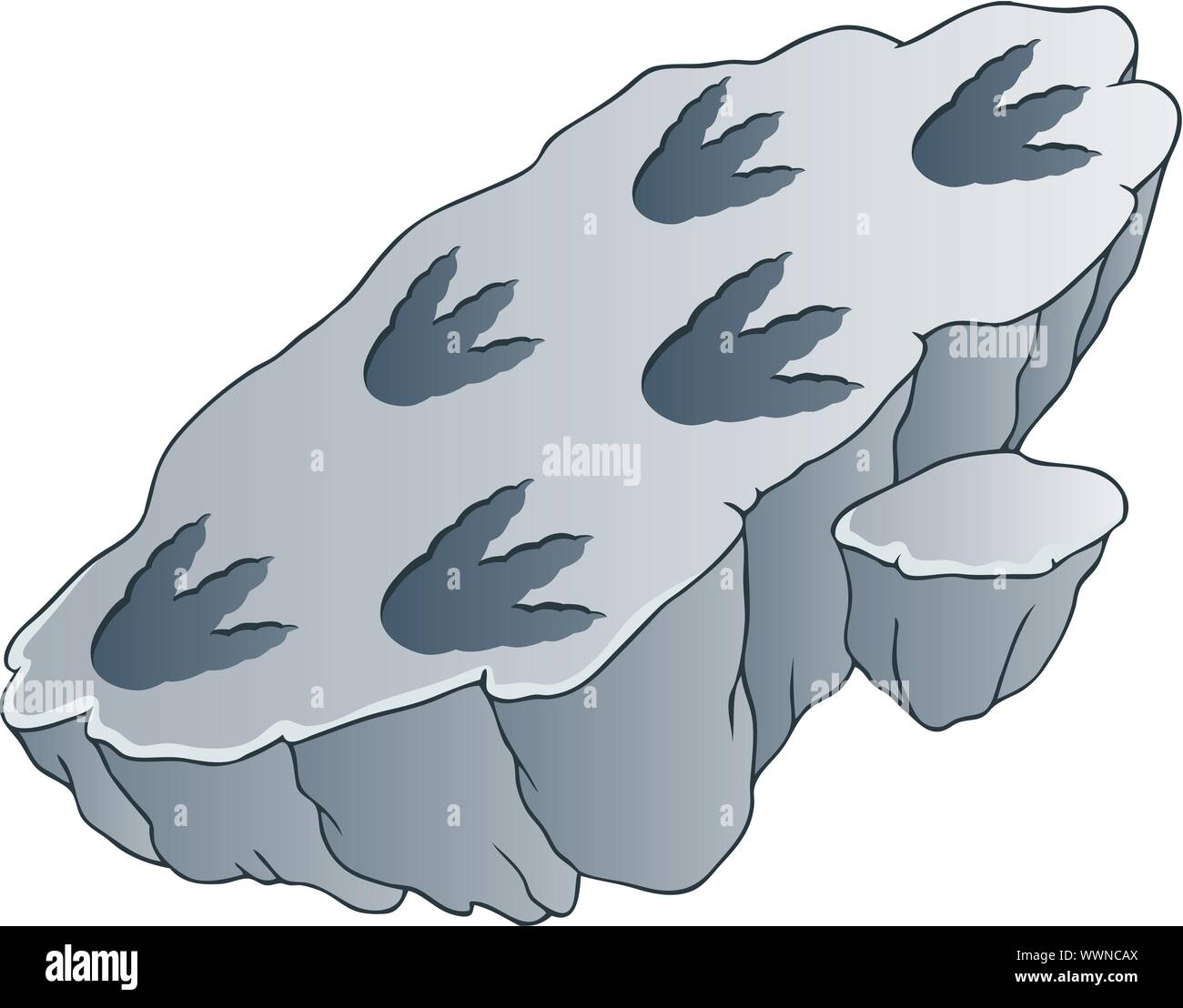 Rock mit Fußabdrücke von Dinosauriern Stock Vektor