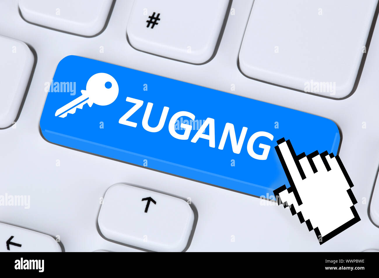 Zugriff auf Internet web www Schlüssel Zugang zum Computer verschlüsseln Sicherheit Stockfoto