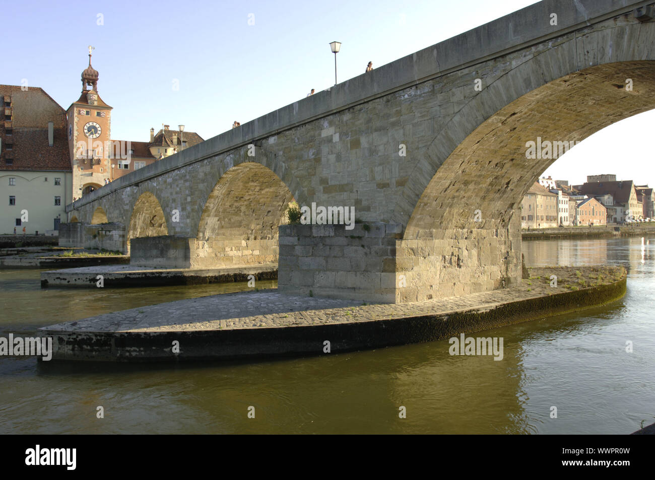 Stadt Regensburg und steinerne Brücke Stockfoto