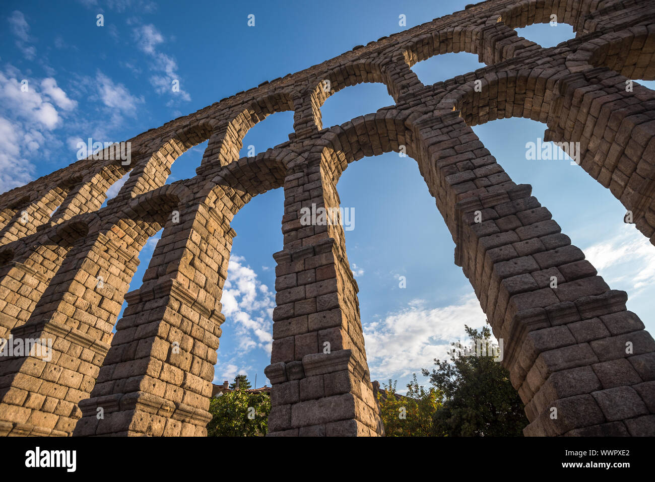 Antike römische Aquädukt in Segovia, Castilla y Leon, Spanien Stockfoto