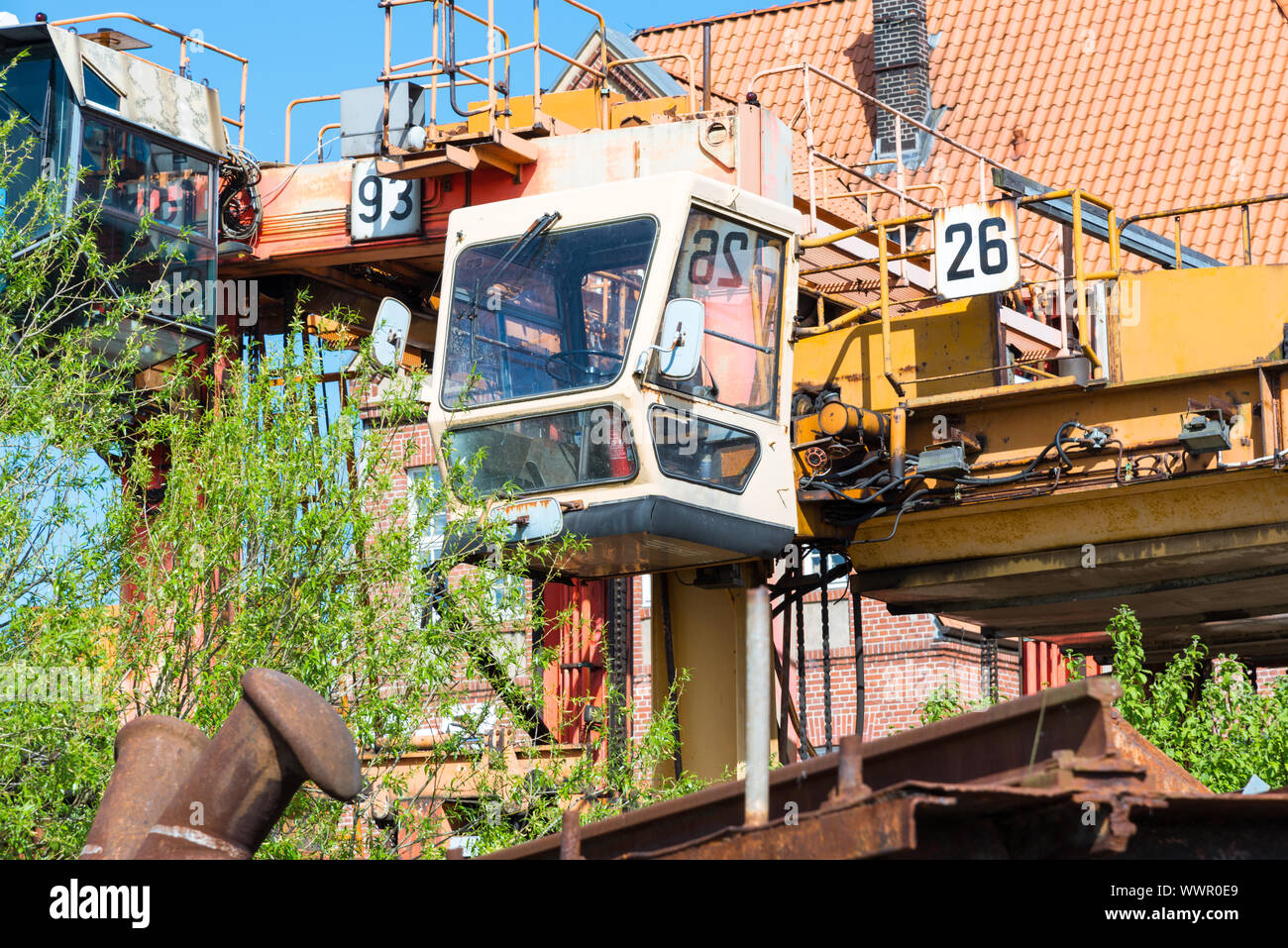 Straddle Carrier für den Einsatz in Hafenterminals, für Stacking und beweglichen Standard Container Stockfoto