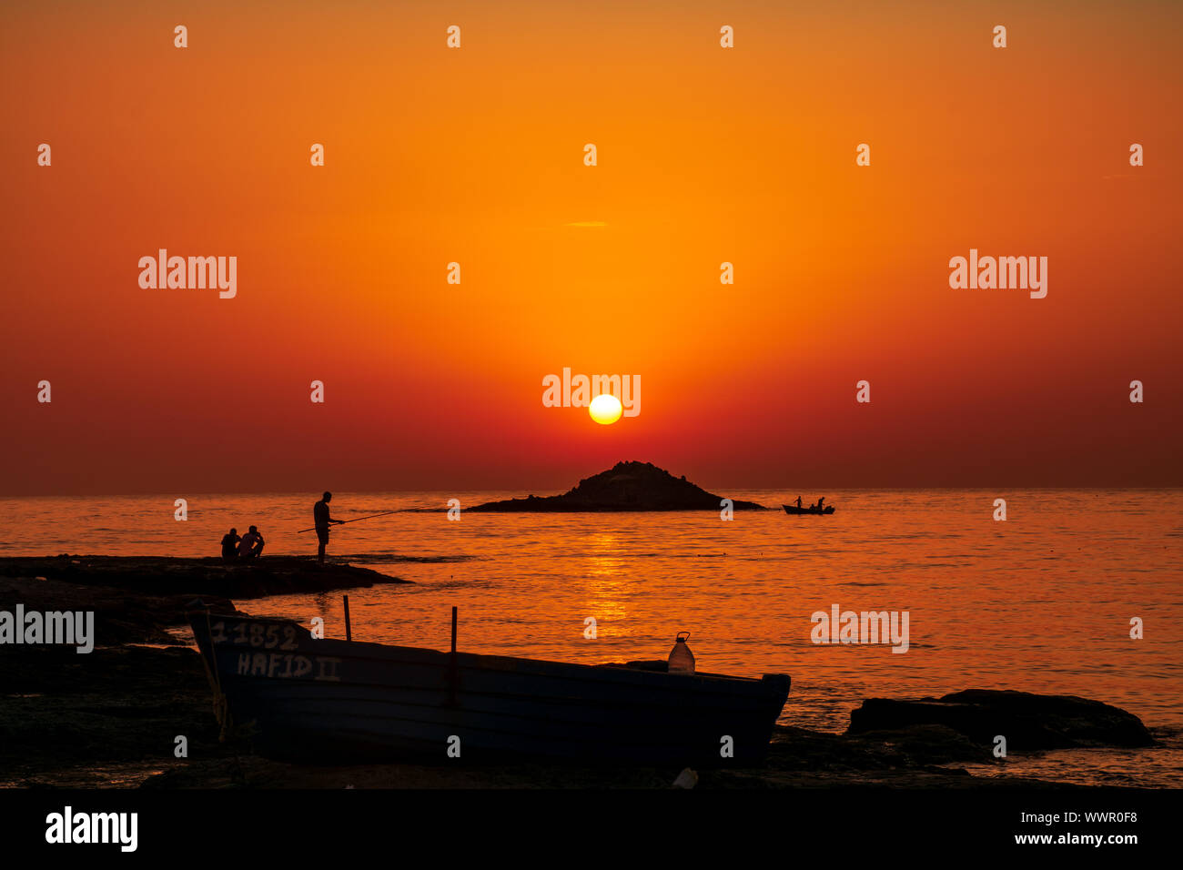 Sonnenuntergang über dem Mittelmeer Stockfoto