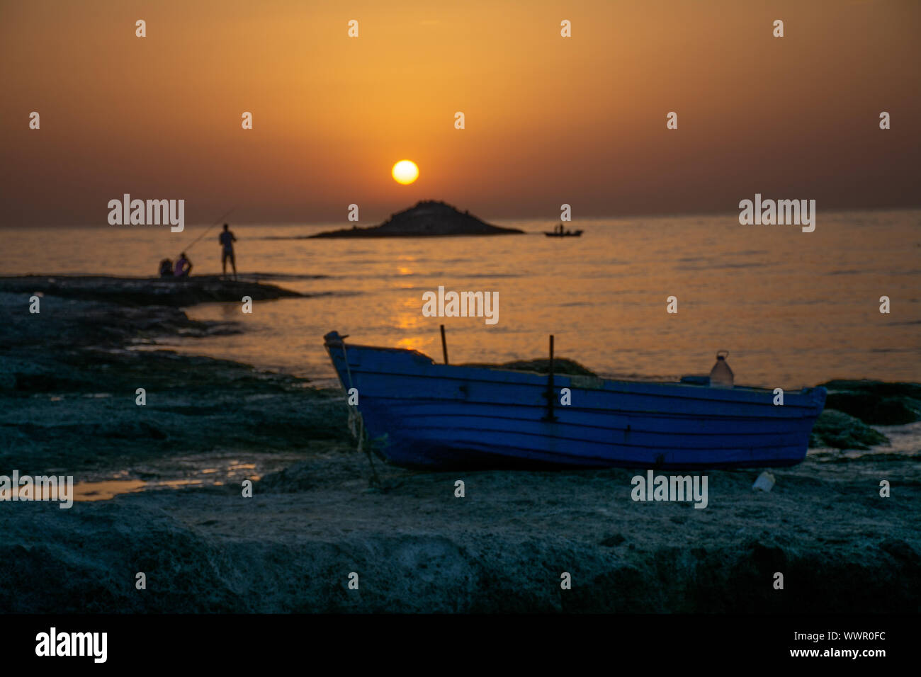 Sonnenuntergang über dem Mittelmeer Stockfoto