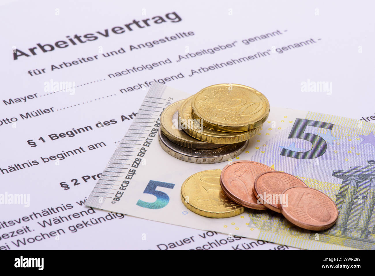 Mindestlohn Stundenlohn 8,84 Euro Stockfoto