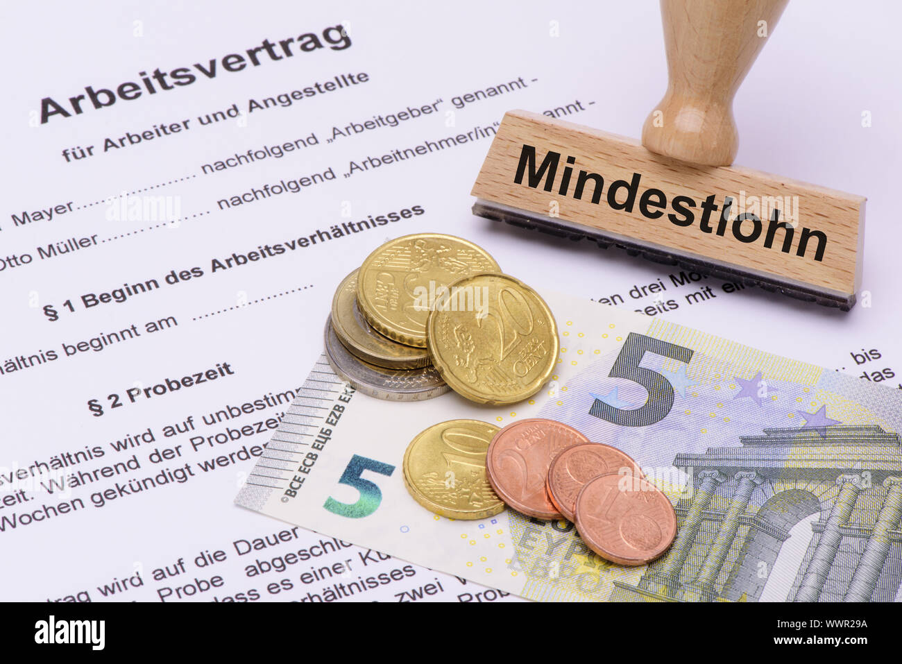 Mindestlohn Stundenlohn 8,84 Euro Stockfoto