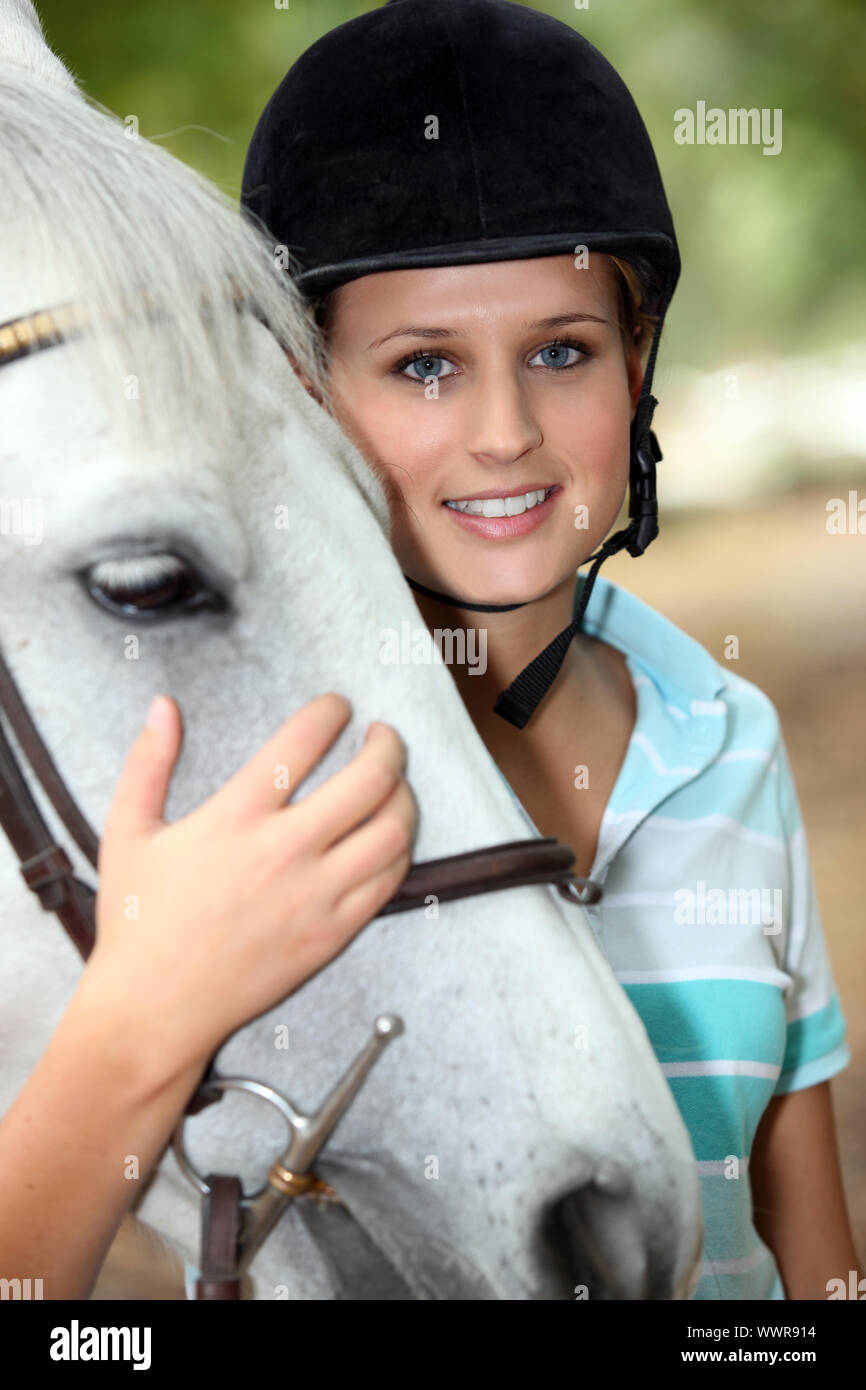 Blonde Teenager Reiter Stockfoto