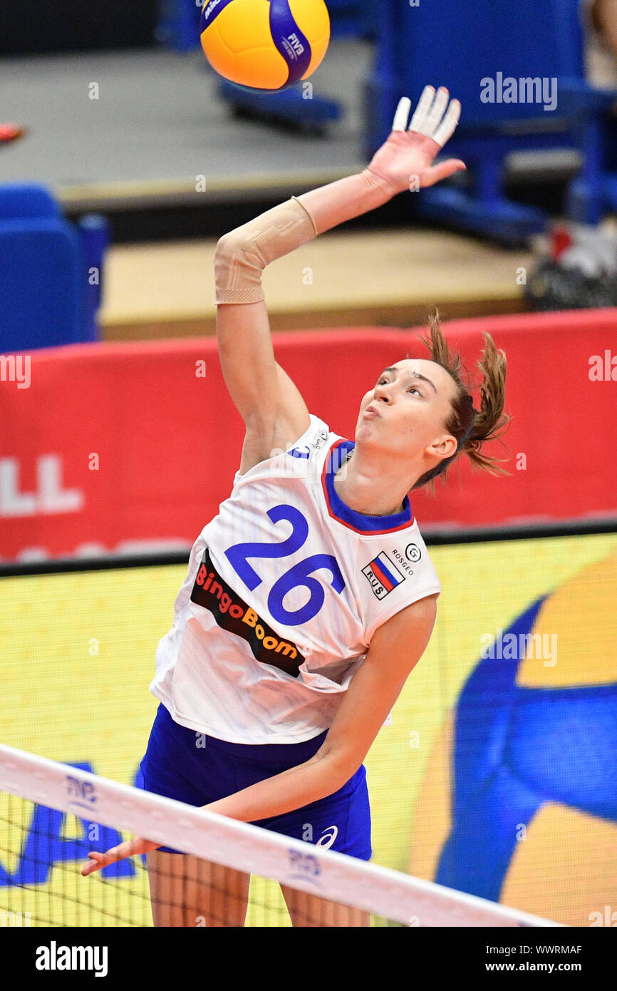 Kanagawa, Japan. Credit: MATSUO. 16 Sep, 2019. Anna Lazareva (RUS) Volleyball: 2019 FIVB Volleyball der Frauen-WM erste Runde zwischen China 3-0 Russland an der Yokohama Arena in Kanagawa, Japan. Credit: MATSUO. K/LBA SPORT/Alamy leben Nachrichten Stockfoto