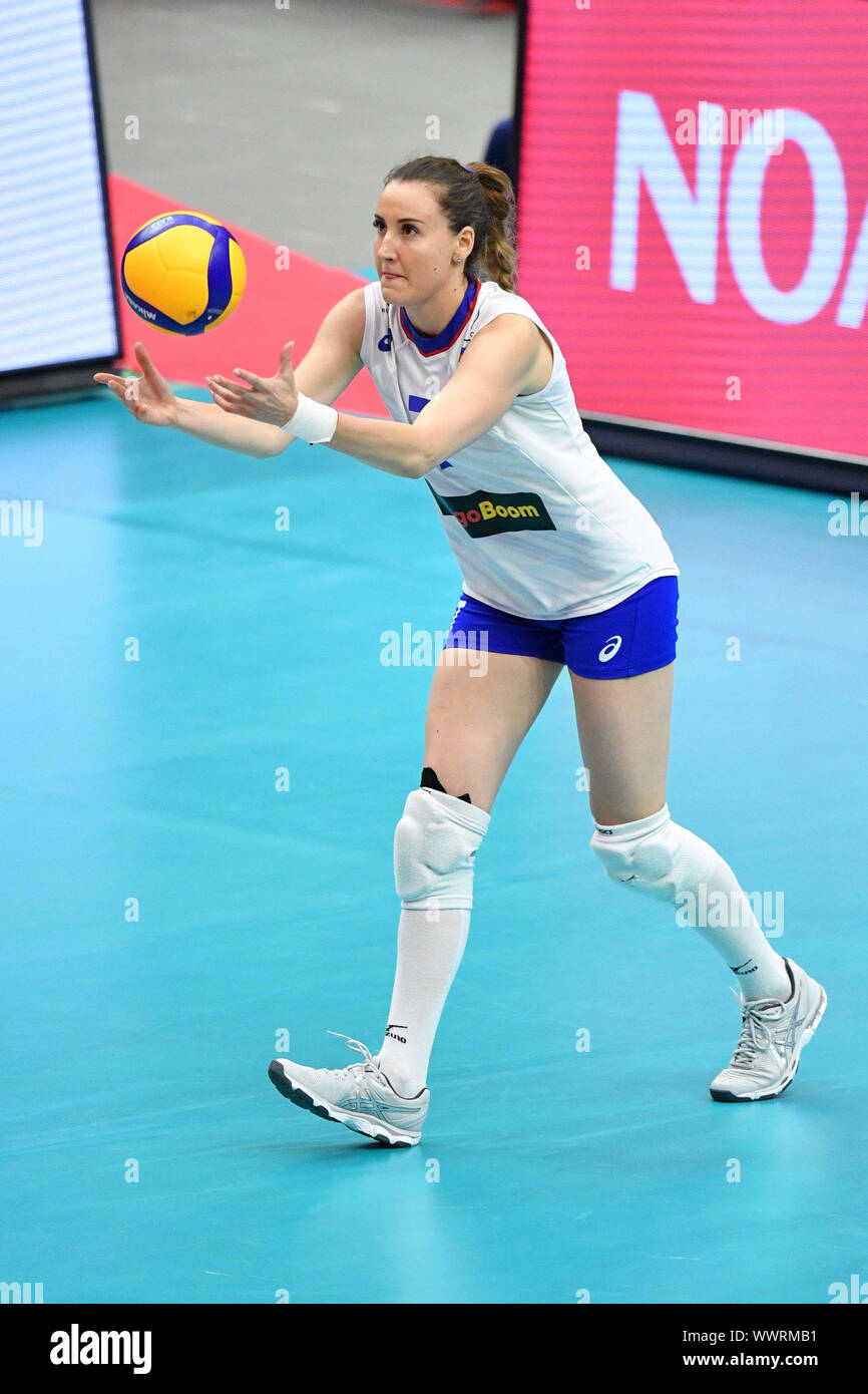 Kanagawa, Japan. Credit: MATSUO. 16 Sep, 2019. Tatiana Romanova (RUS) Volleyball: 2019 FIVB Volleyball der Frauen-WM erste Runde zwischen China 3-0 Russland an der Yokohama Arena in Kanagawa, Japan. Credit: MATSUO. K/LBA SPORT/Alamy leben Nachrichten Stockfoto