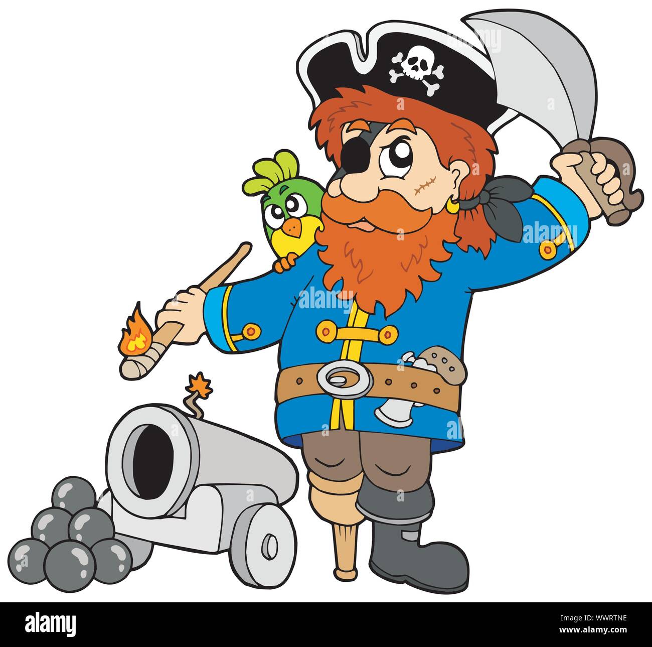 Cartoon Pirat mit Kanone Stock Vektor