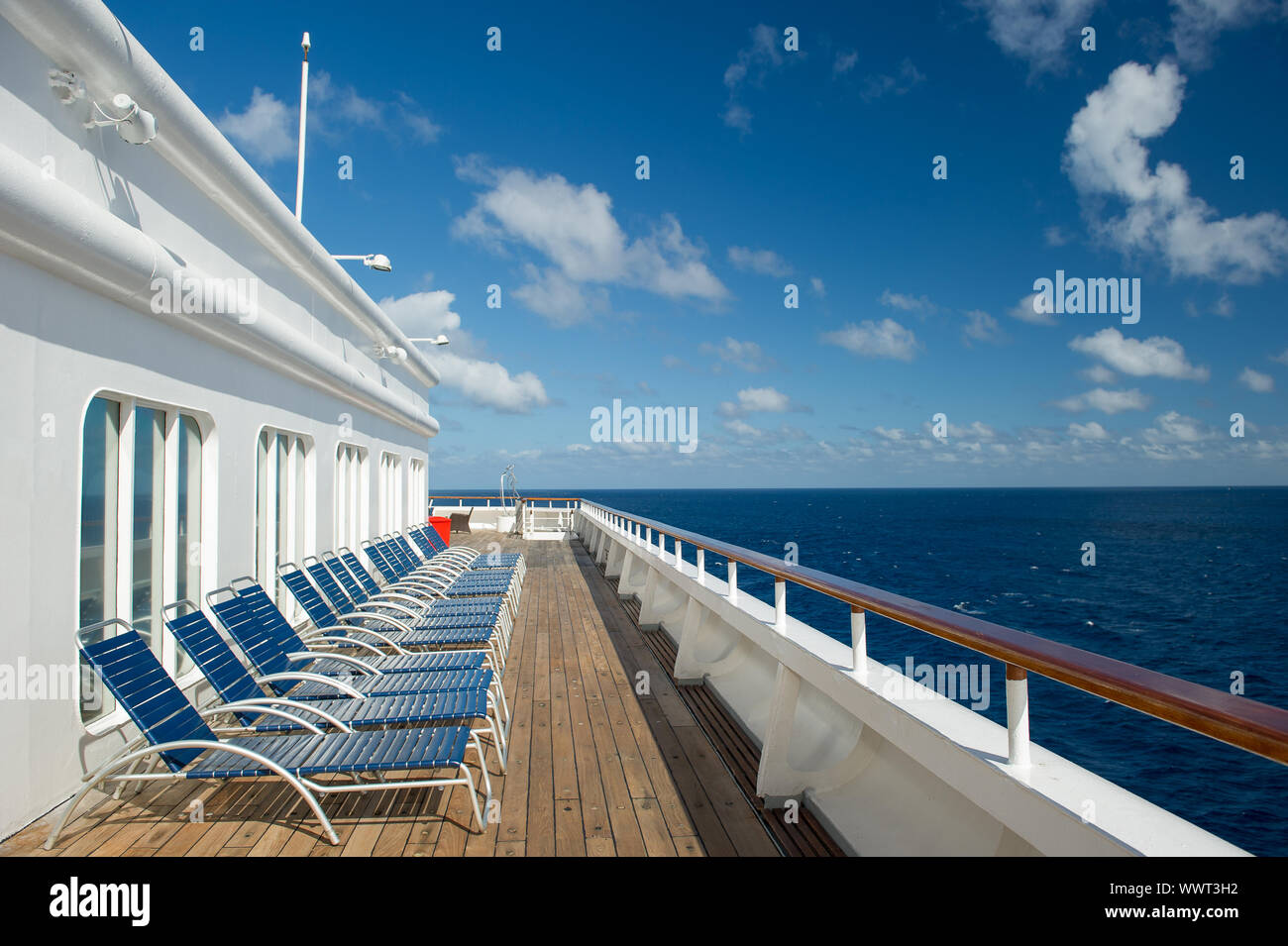 Deck der offenen Meer Kreuzfahrt. Stockfoto