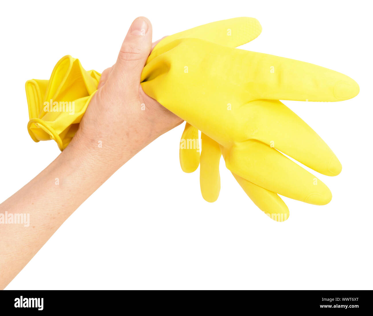 Handschuhe in der Hand Stockfoto