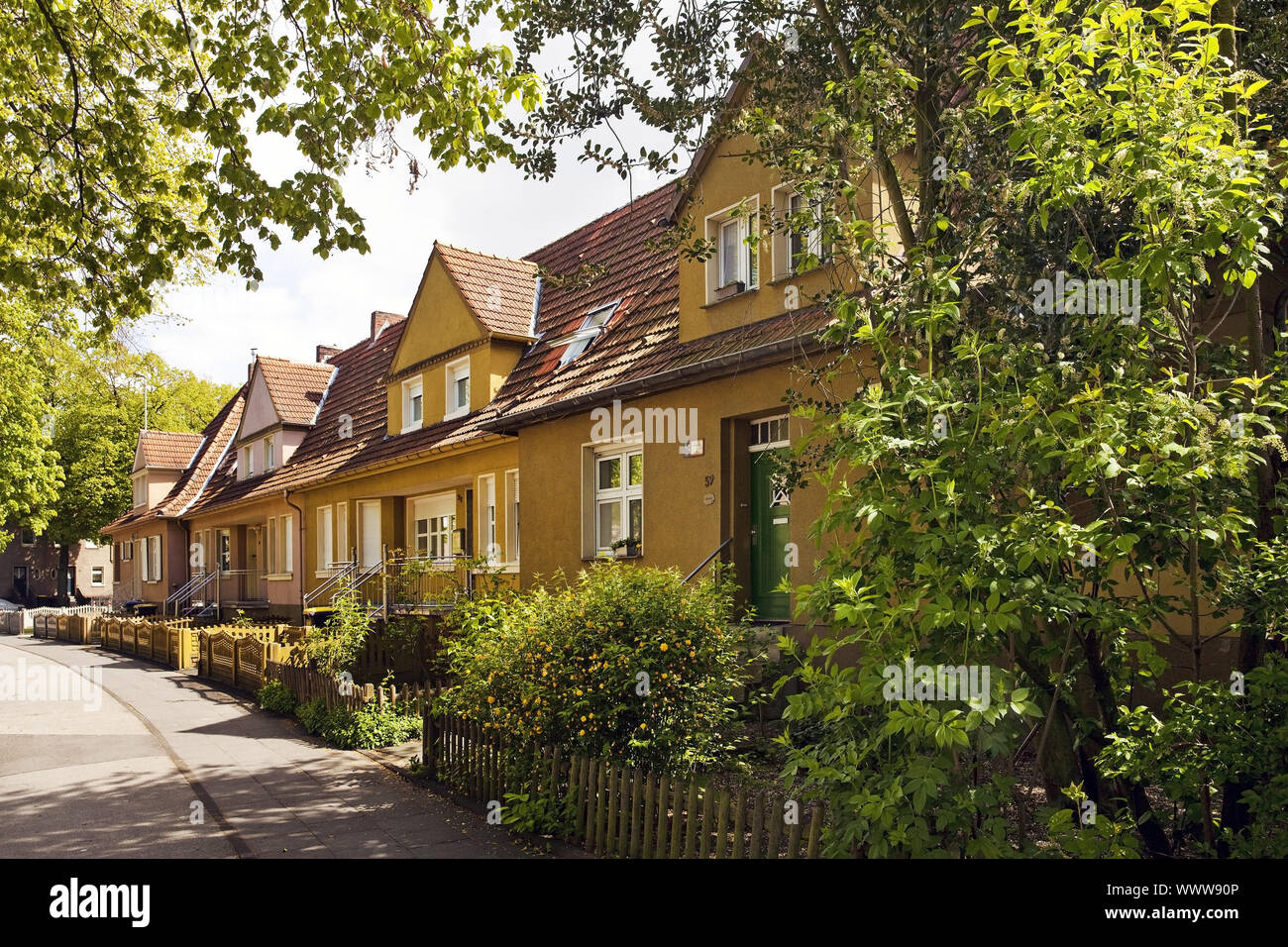 Garden City und Residental Zone der Bergleute Lohberg, Dinslaken, Ruhrgebiet, Deutschland, Europa Stockfoto