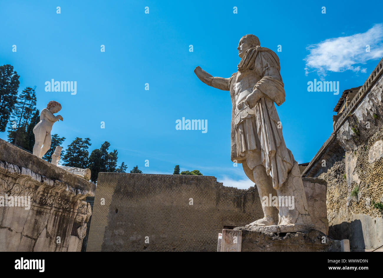 Ruinen von Herculaneum, alte römische Stadt, die bei Ausbruch des Vesuv zerstört Stockfoto