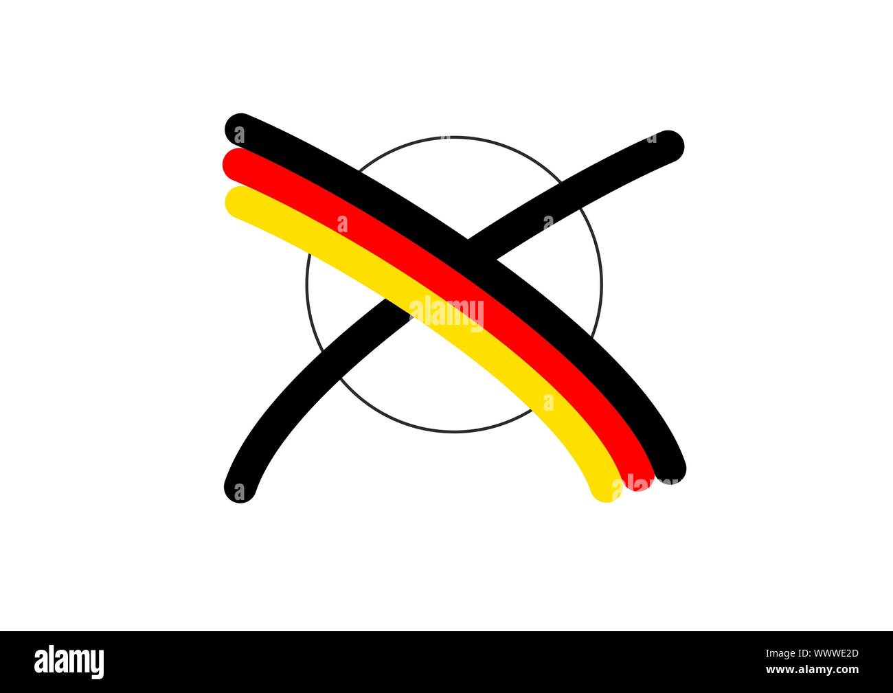 Wahl des Bundestags mit Kreuz in deutschen Farben Stockfoto