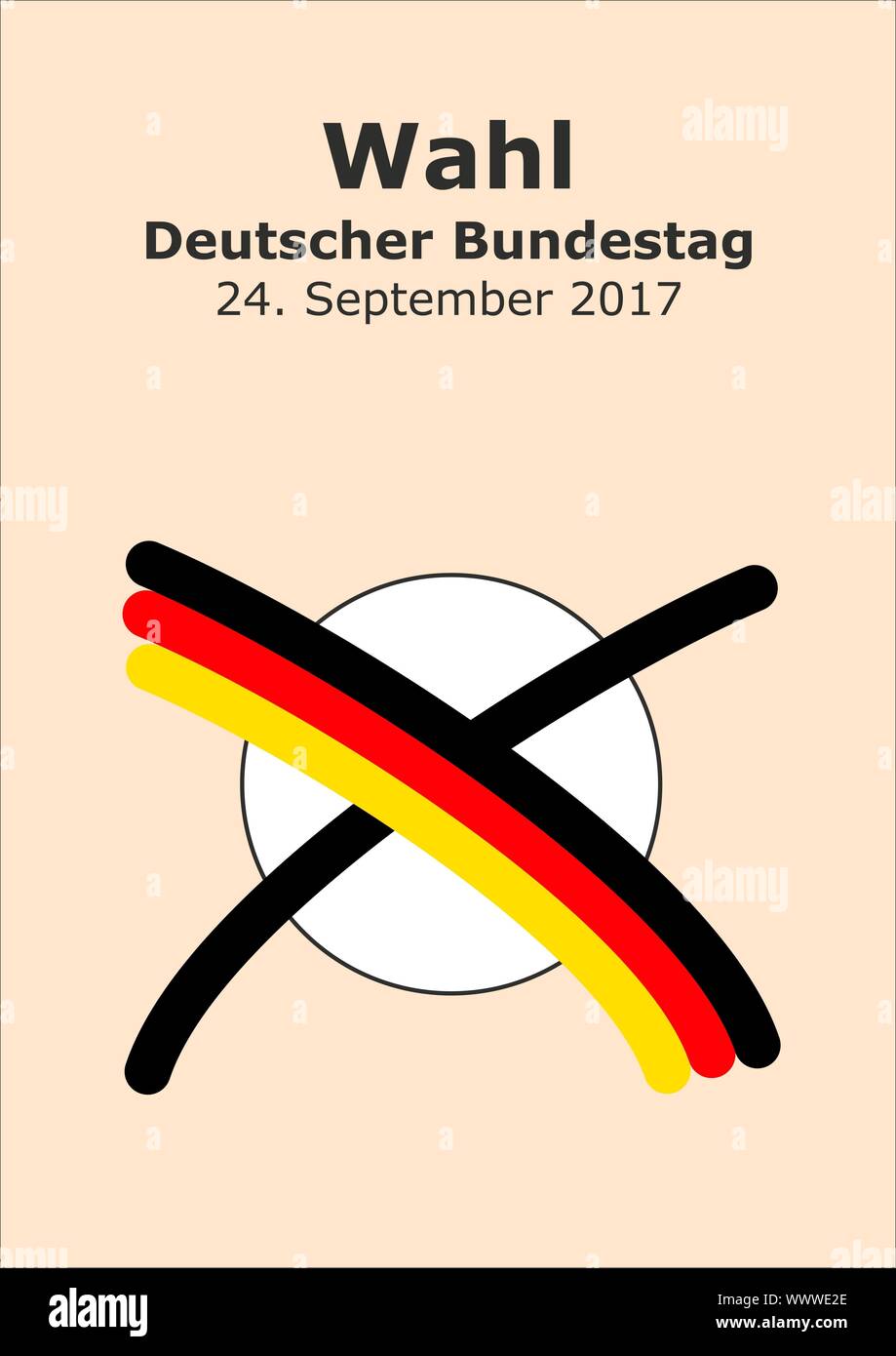 Wahl des Bundestags mit Kreuz in deutschen Farben Stockfoto