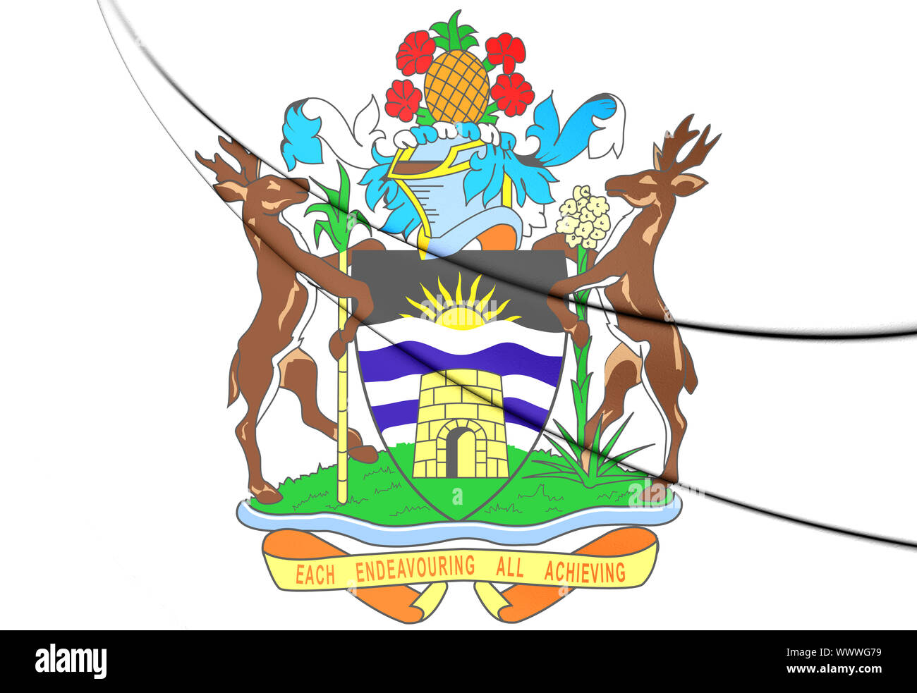 Wappen von Antigua und Barbuda. 3D Illustration. Stockfoto