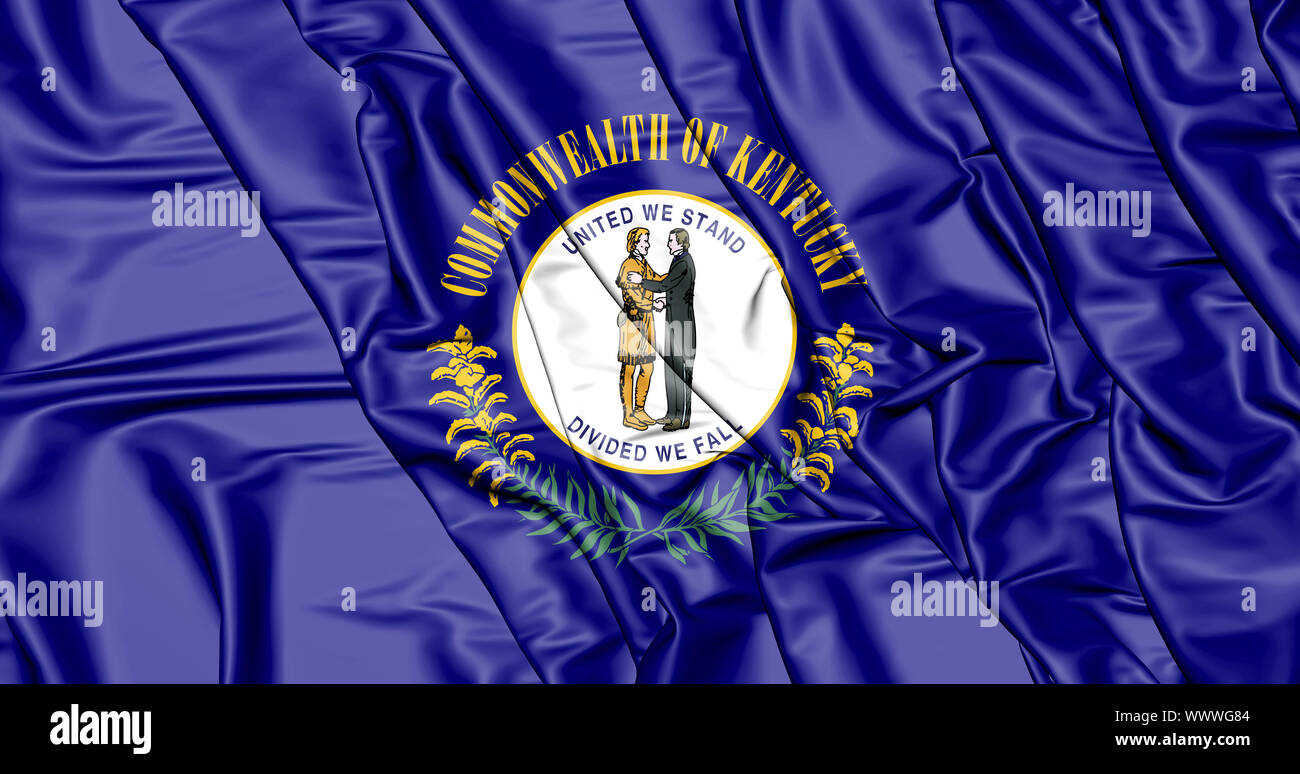 3D Flagge von Kentucky, USA. 3D Illustration. Stockfoto