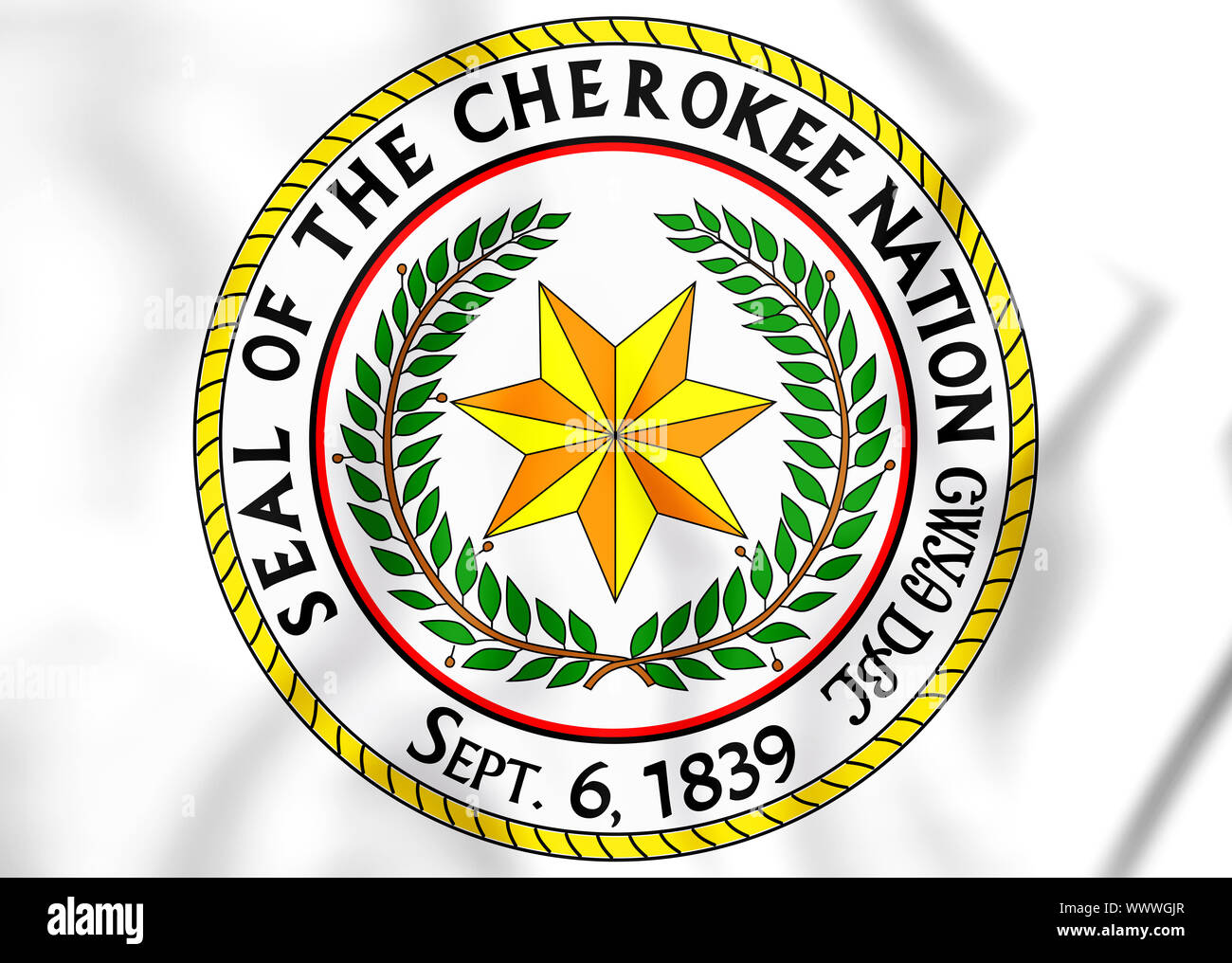 Siegel der Cherokee Nation. 3D Illustration. Stockfoto