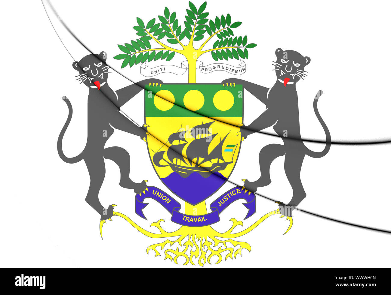 Gabun-Wappen. 3D Illustration. Stockfoto