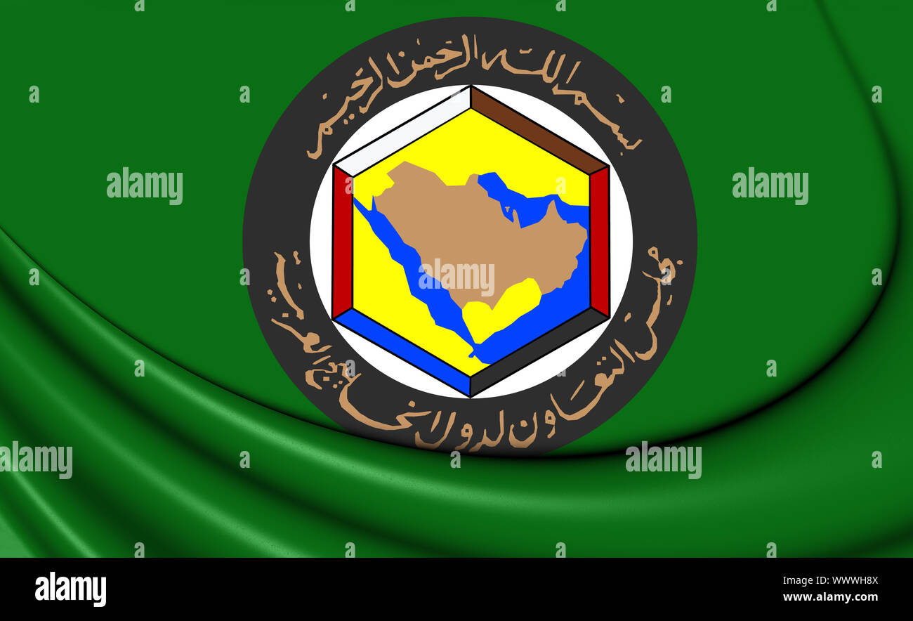 Kooperationsrat der arabischen Staaten des Golf-Flagge. 3D Illustration. Stockfoto